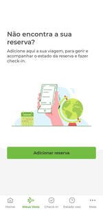 Area adicionar reserva TAP app